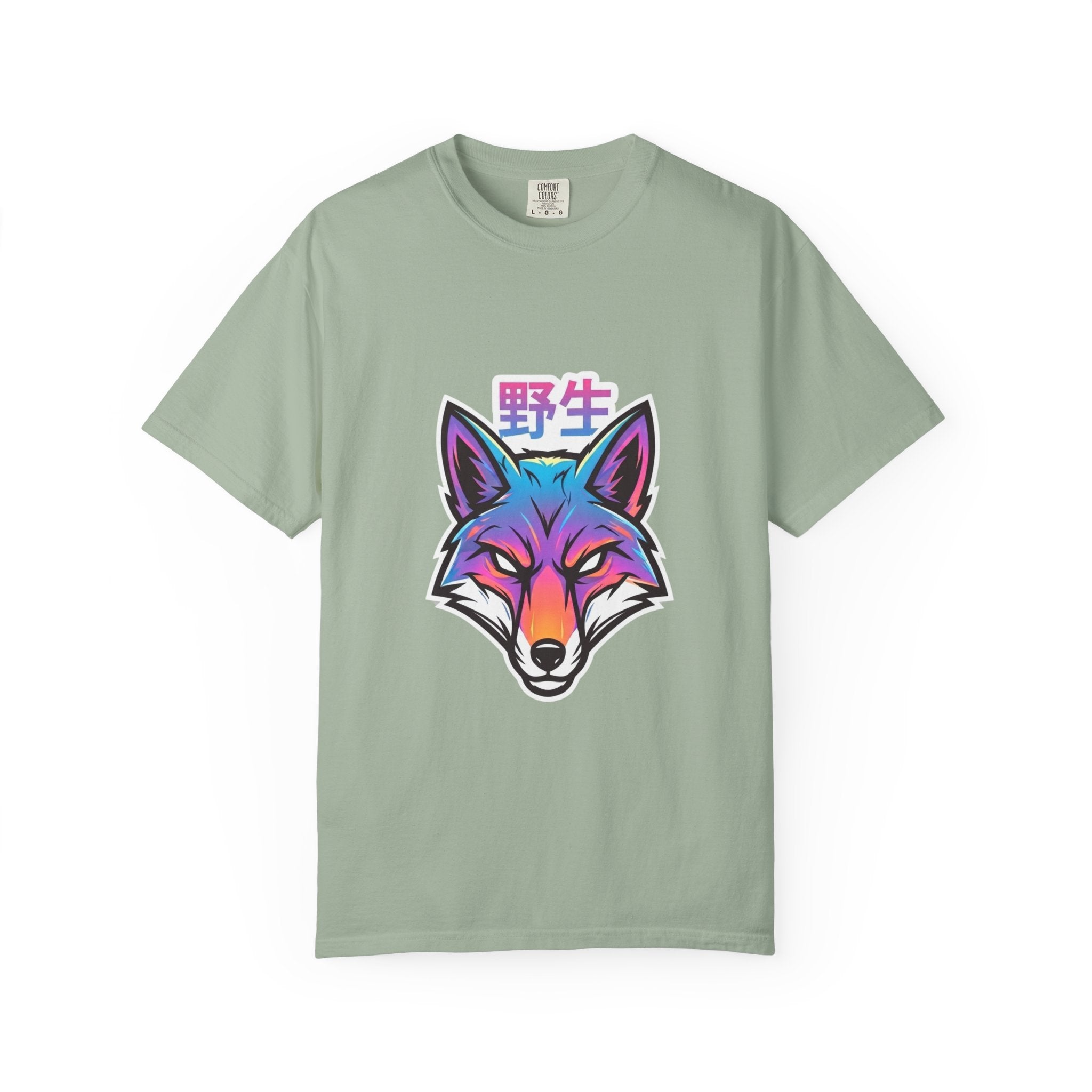 Neon Fox Graphic T-Shirt — Wild (野生) Japanese Kanji Tee