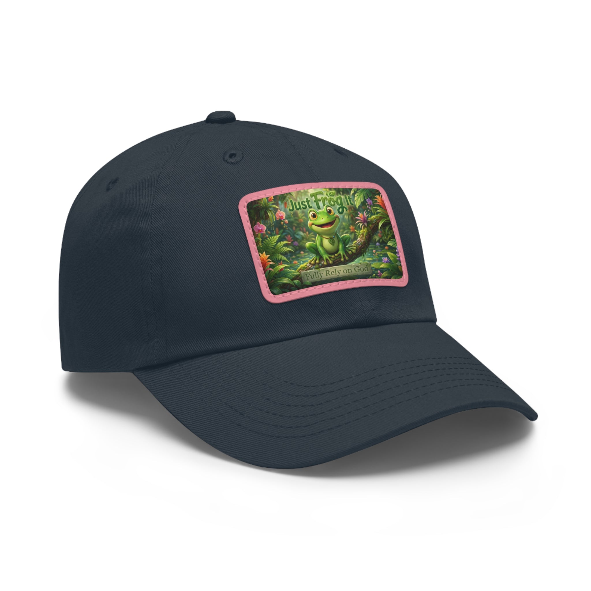 Frog Patch Dad Hat — 'Just Frog It' Leather Patch Baseball Cap