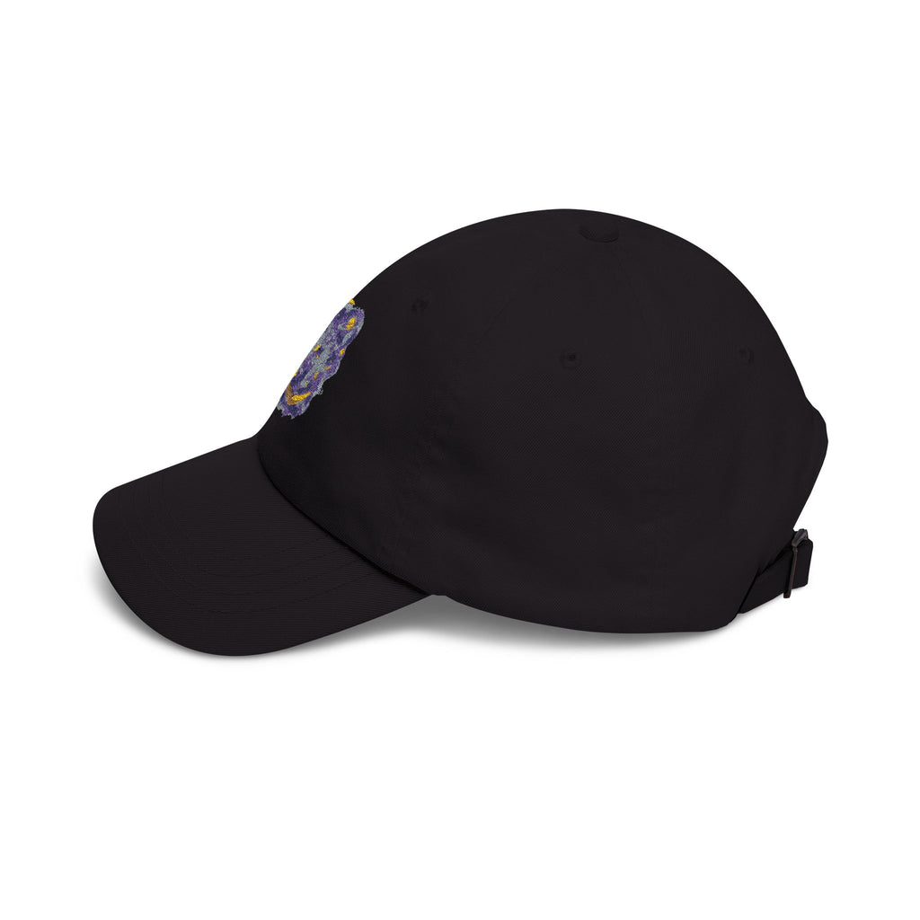 Dad Cap — Embroidered Purple & Gold Abstract Patch