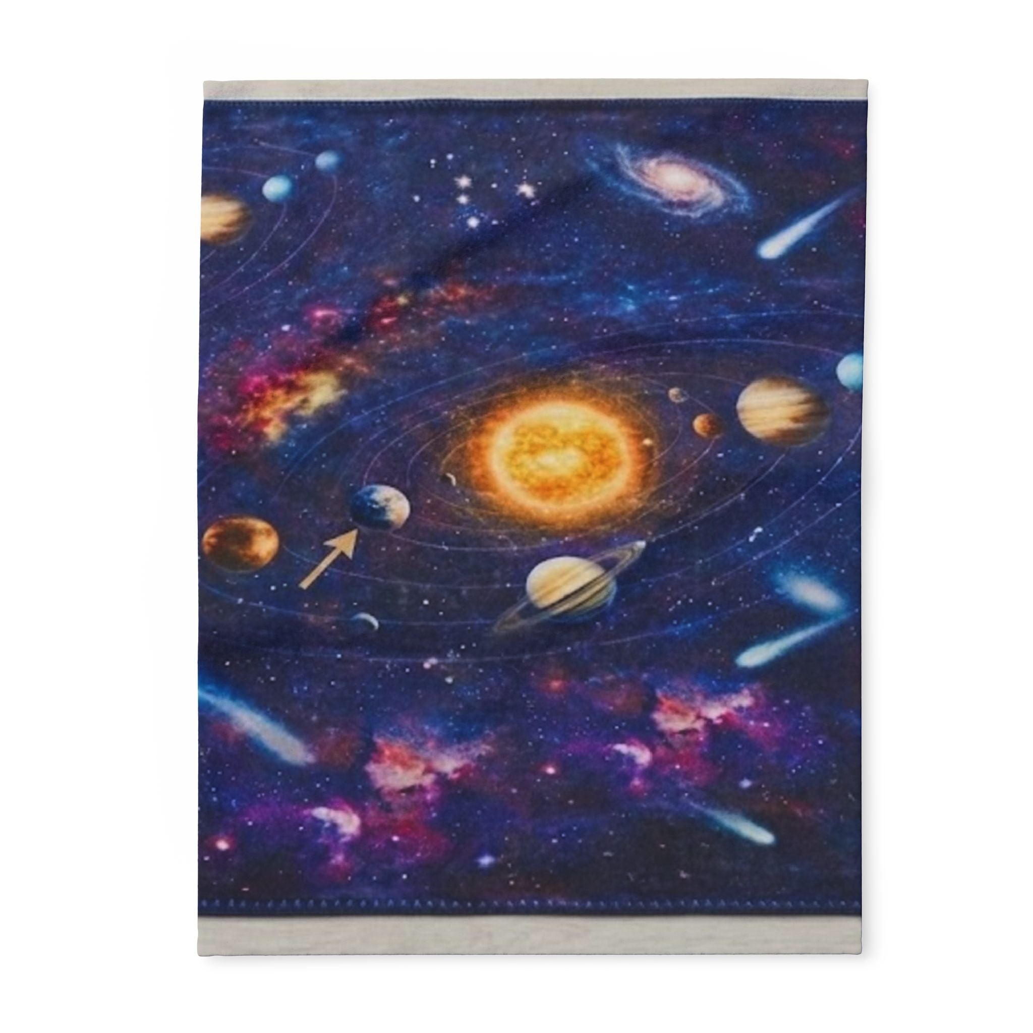 Solar System Galaxy Fleece Blanket — Space Planets & Comets Throw