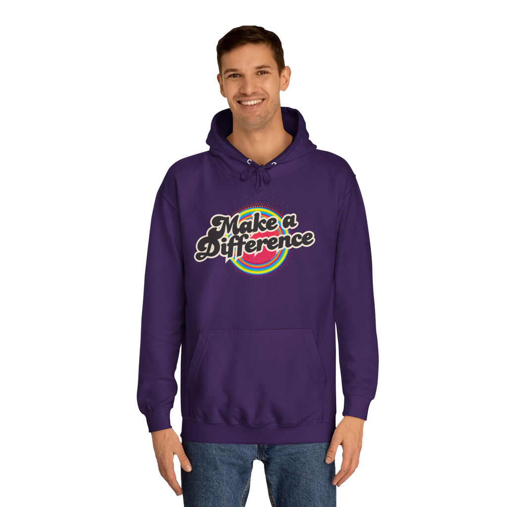 Make a Difference Hoodie — Retro Rainbow Inspirational College Sweatshirt