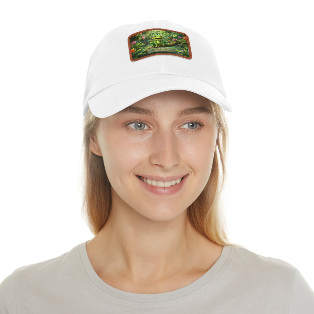 Frog Patch Dad Hat — 'Just Frog It' Leather Patch Baseball Cap