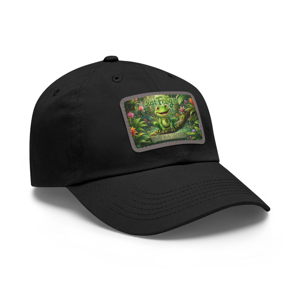 Frog Patch Dad Hat — 'Just Frog It' Leather Patch Baseball Cap