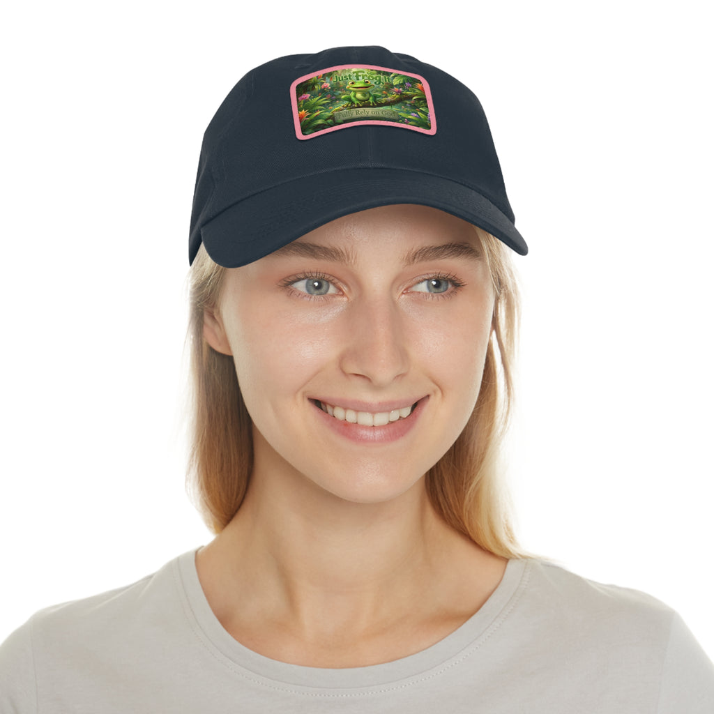 Frog Patch Dad Hat — 'Just Frog It' Leather Patch Baseball Cap
