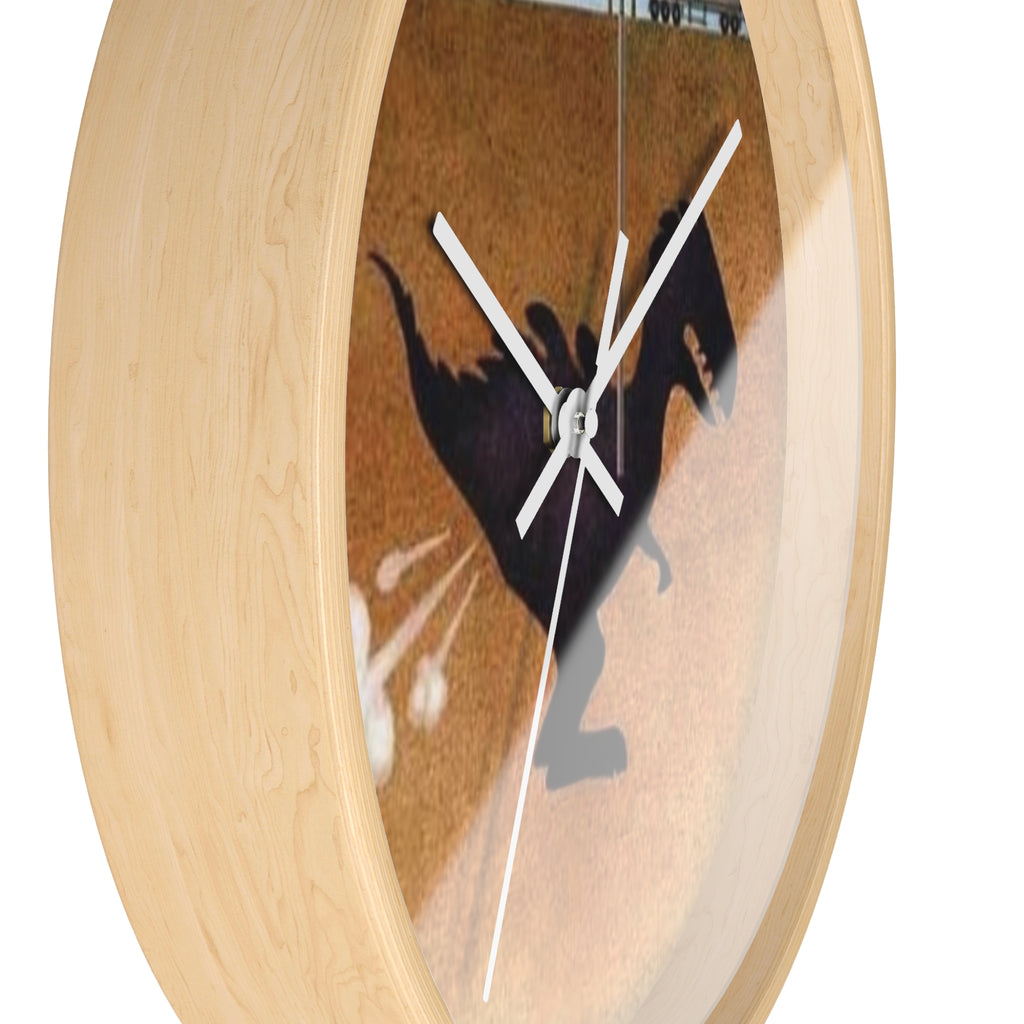 Wall Clock — Retro Dino Silhouette Fossil Art Clock