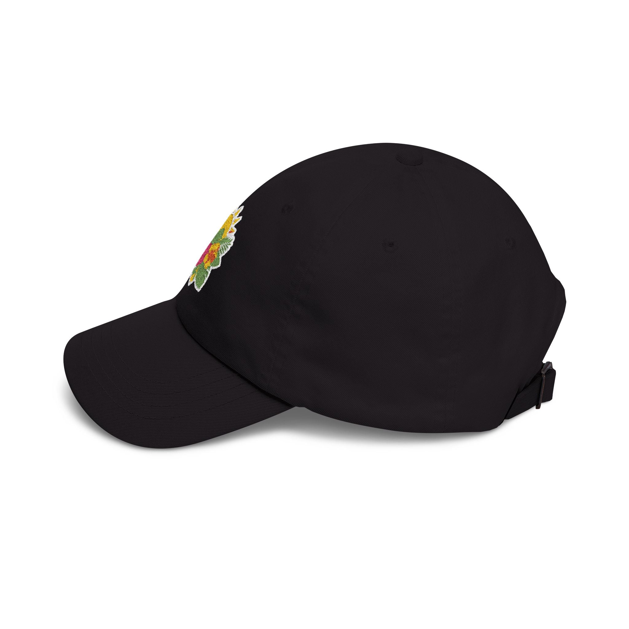 Floral Sunburst Dad Cap — Embroidered Sun & Hibiscus Baseball Hat