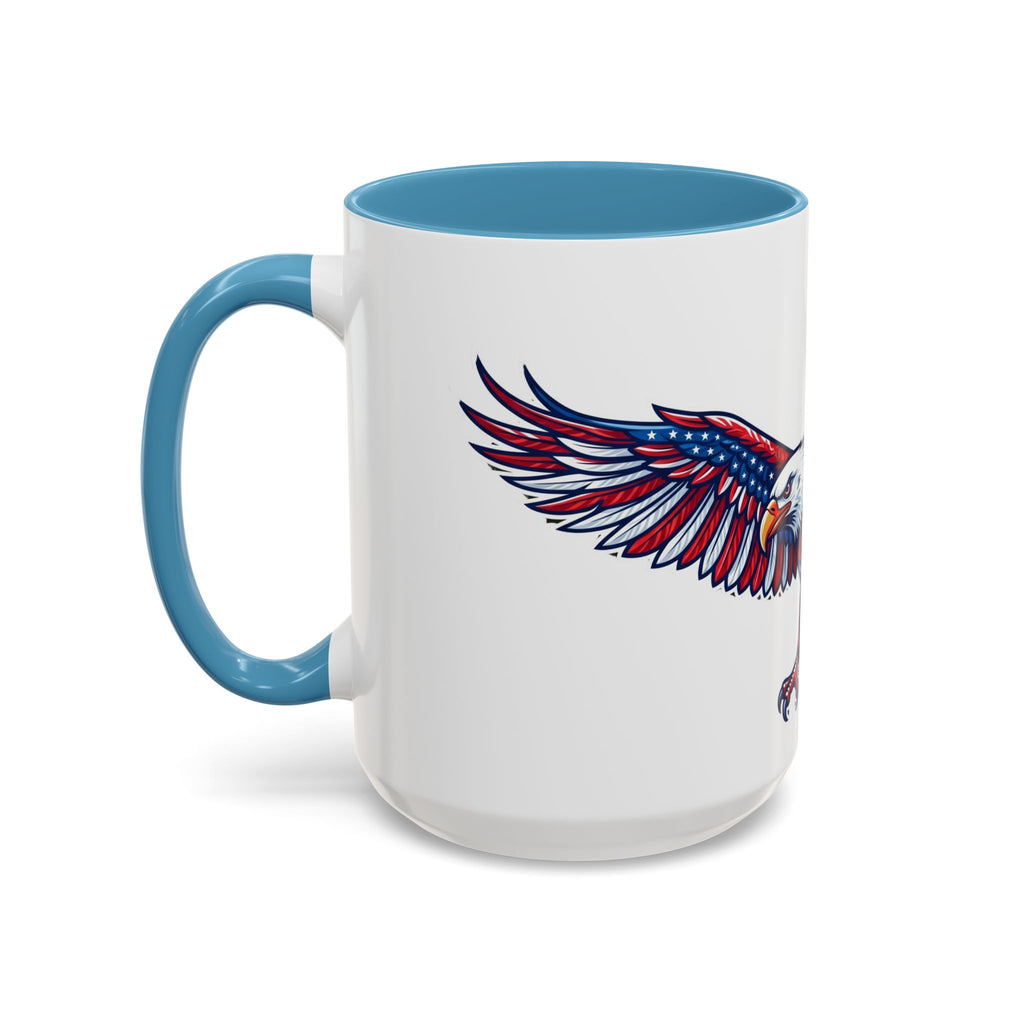 Patriotic Eagle Accent Coffee Mug — Red White & Blue Flying Eagle (11/15oz)