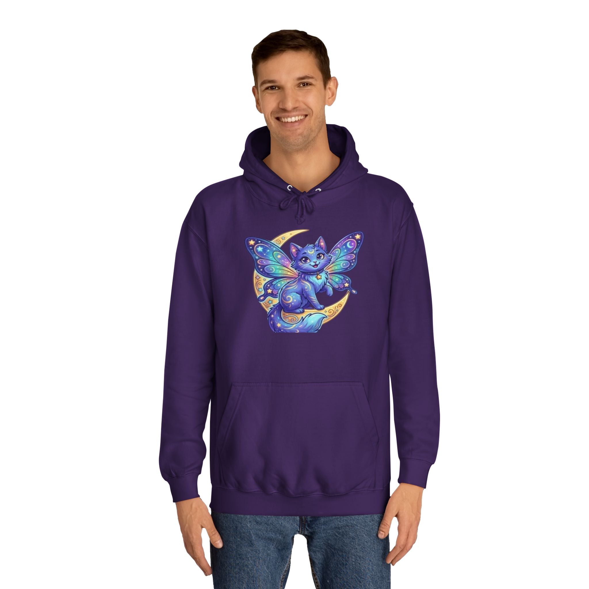 Butterfly Cat Hoodie — Cosmic Purple Kitty Graphic Pullover