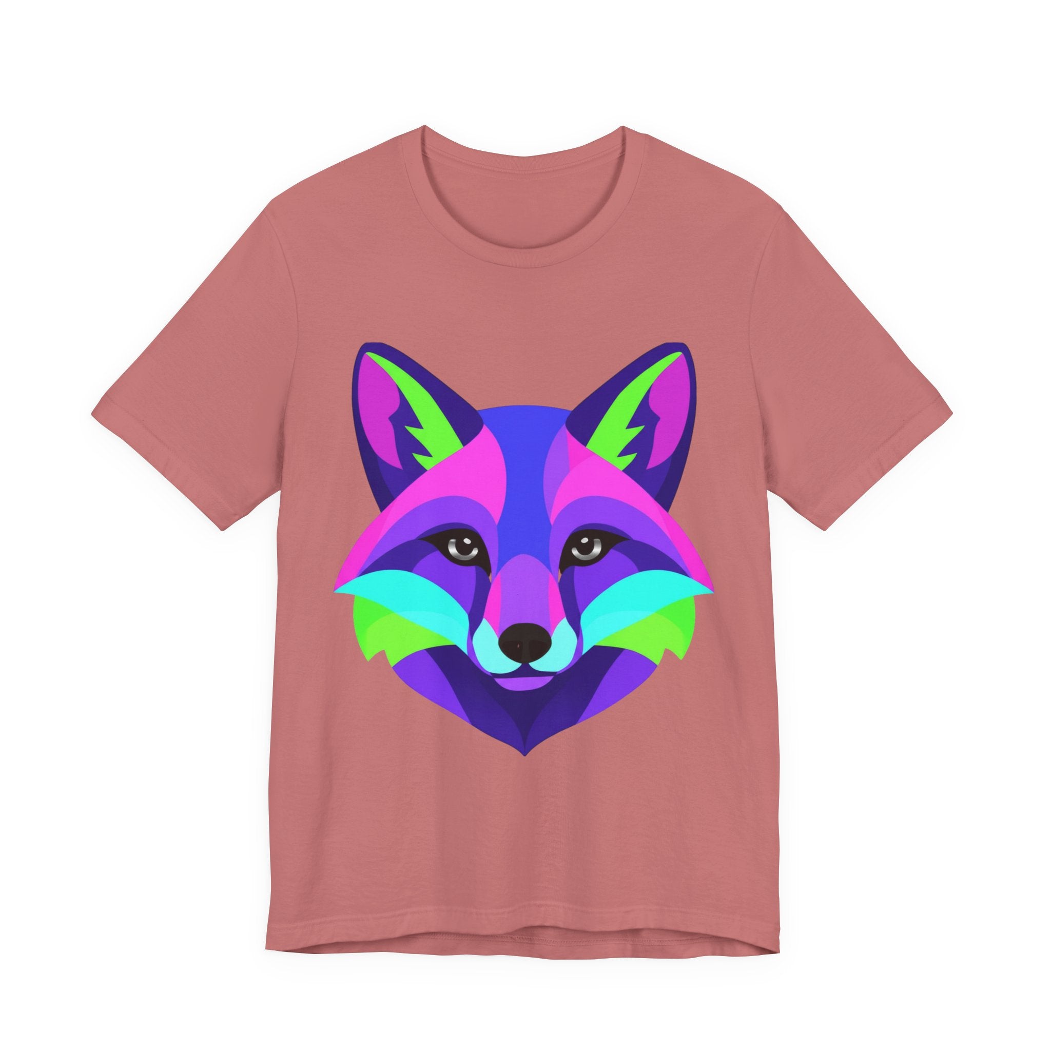 Colorful Neon Fox T-Shirt — Vibrant Geometric Fox Tee for Animal Lovers