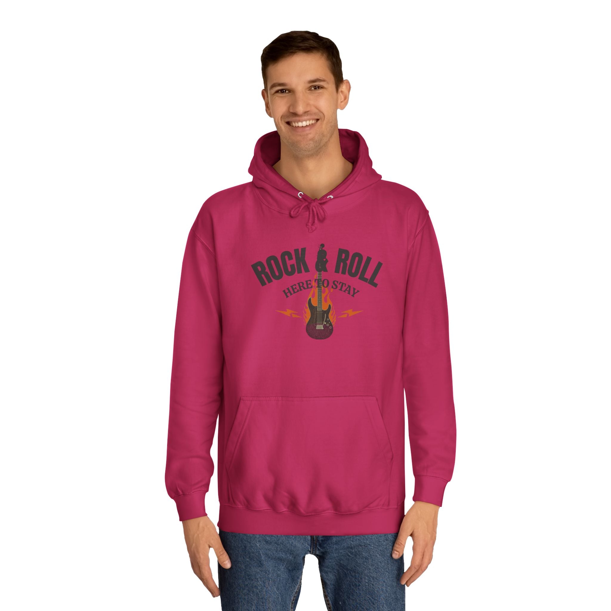 Rock & Roll Flame Guitar Hoodie — Vintage Music College Sweatshirt