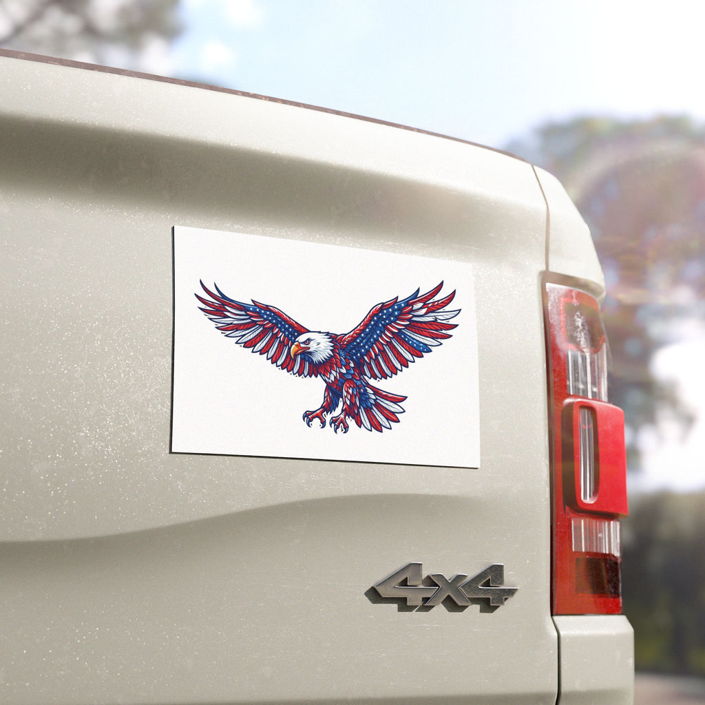 Patriotic Bald Eagle Car Magnet — American Flag Colors, Red White & Blue Vehicle Decal