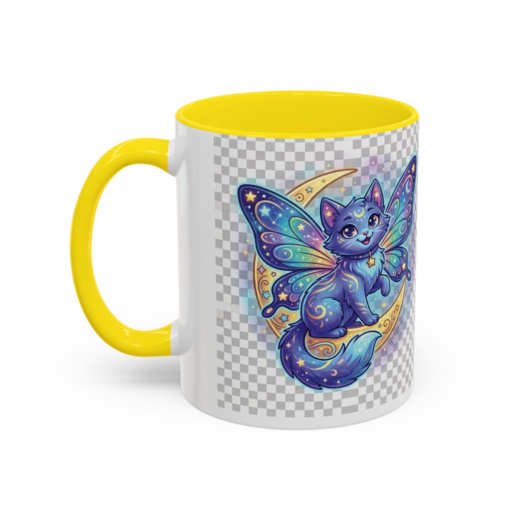 Magic Moon Cat Accent Mug — Cute Fantasy Butterfly Kitty Coffee Cup (11/15oz)