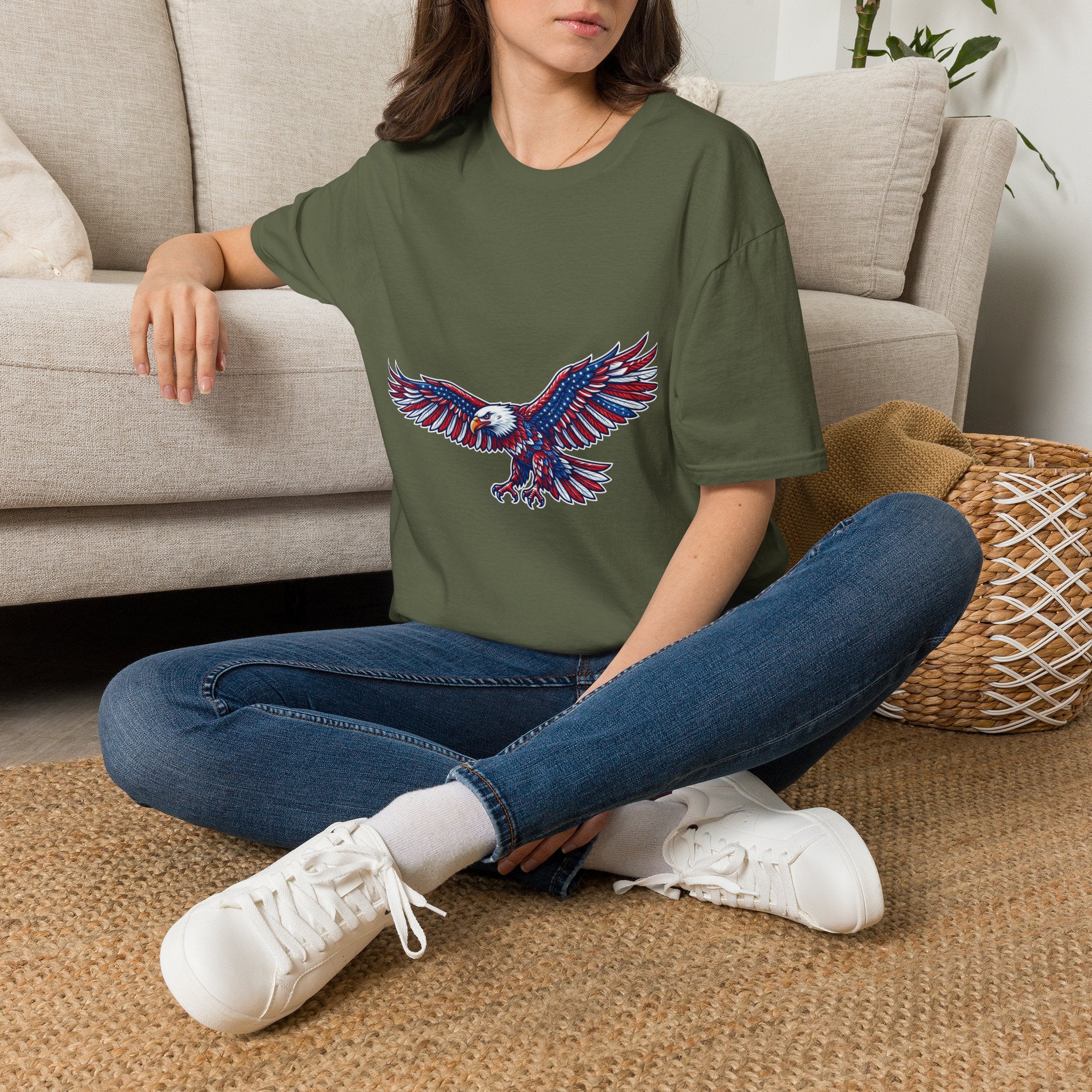 Patriotic Eagle T-Shirt — Red White & Blue Flying Eagle Tee