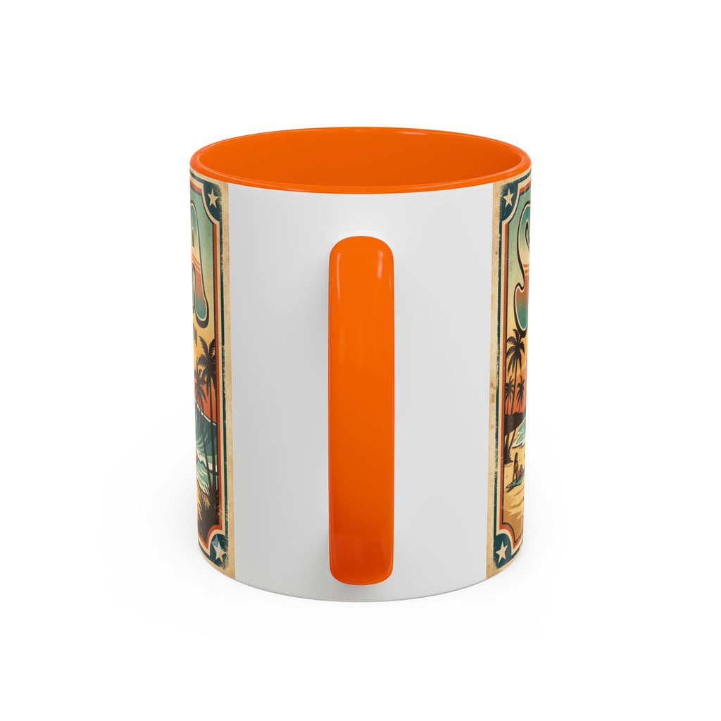 Surfing USA Coffee Mug — Retro Beach Vintage Surfboard Sunset Design