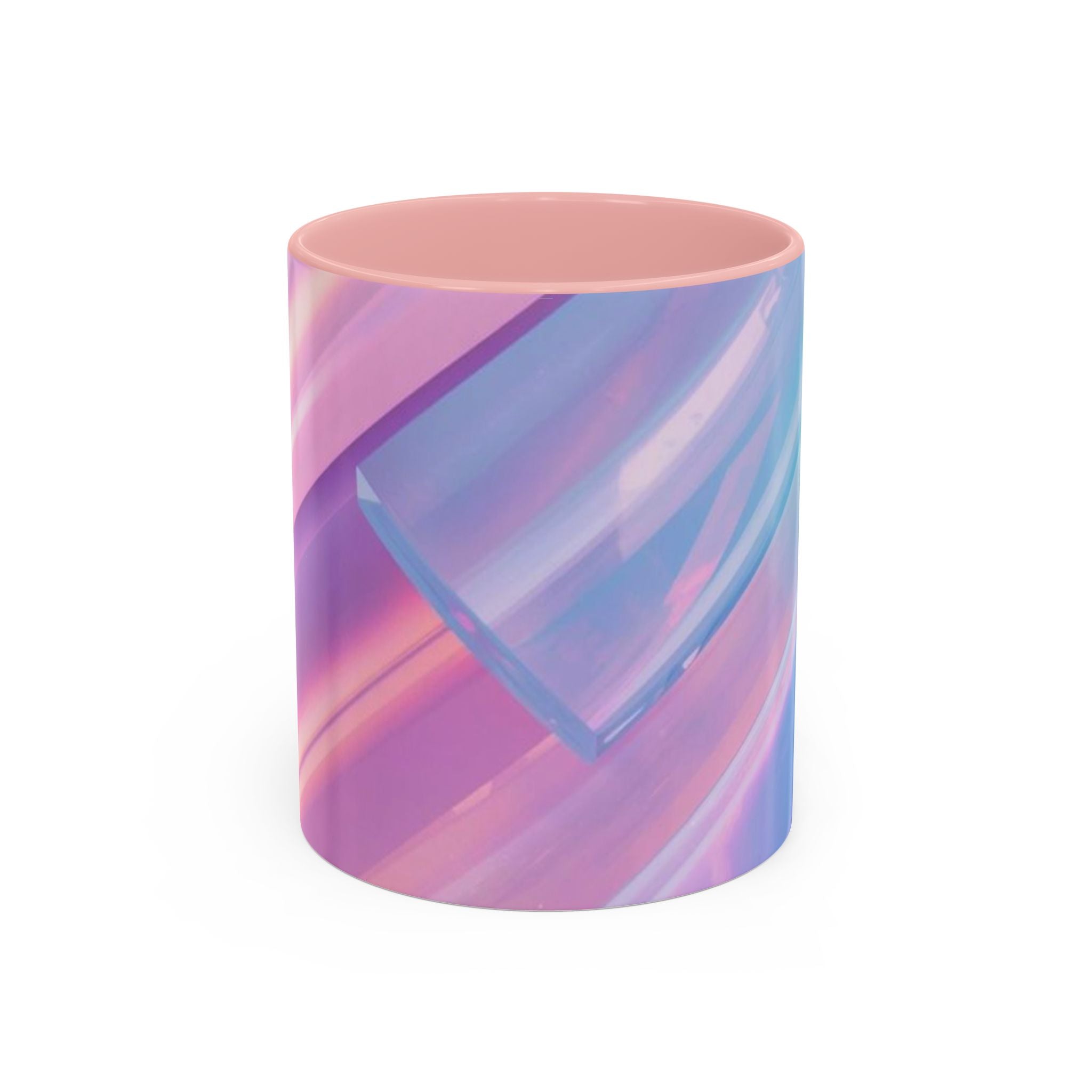 Pastel Swirl Accent Coffee Mug — Iridescent Pink & Blue 11/15oz