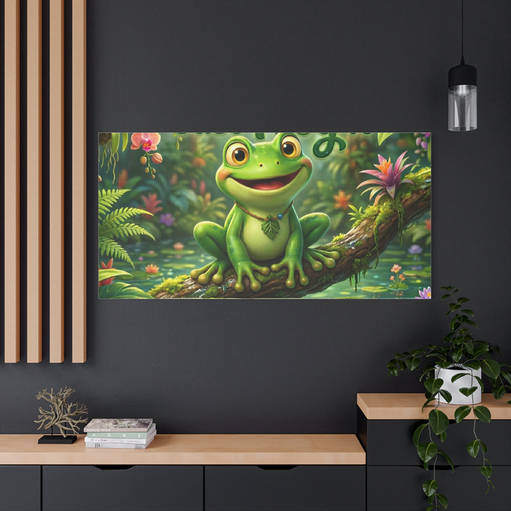 Just Frog It Canvas Wall Art — "Fully Rely on God" Inspirational Frog Print