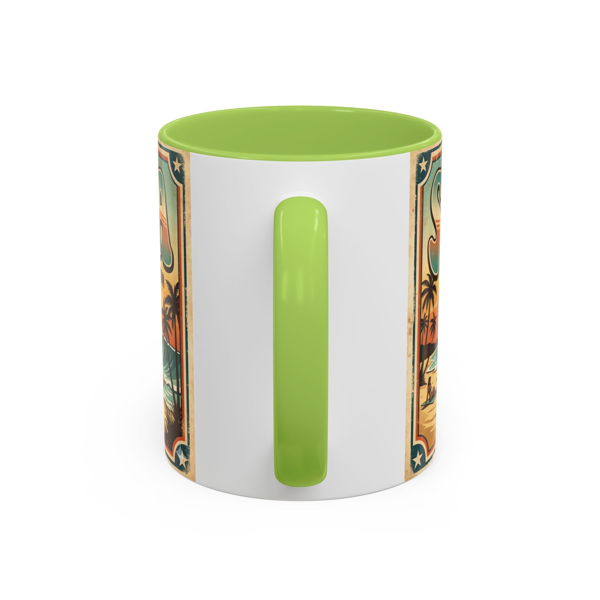 Surfing USA Coffee Mug — Retro Beach Vintage Surfboard Sunset Design