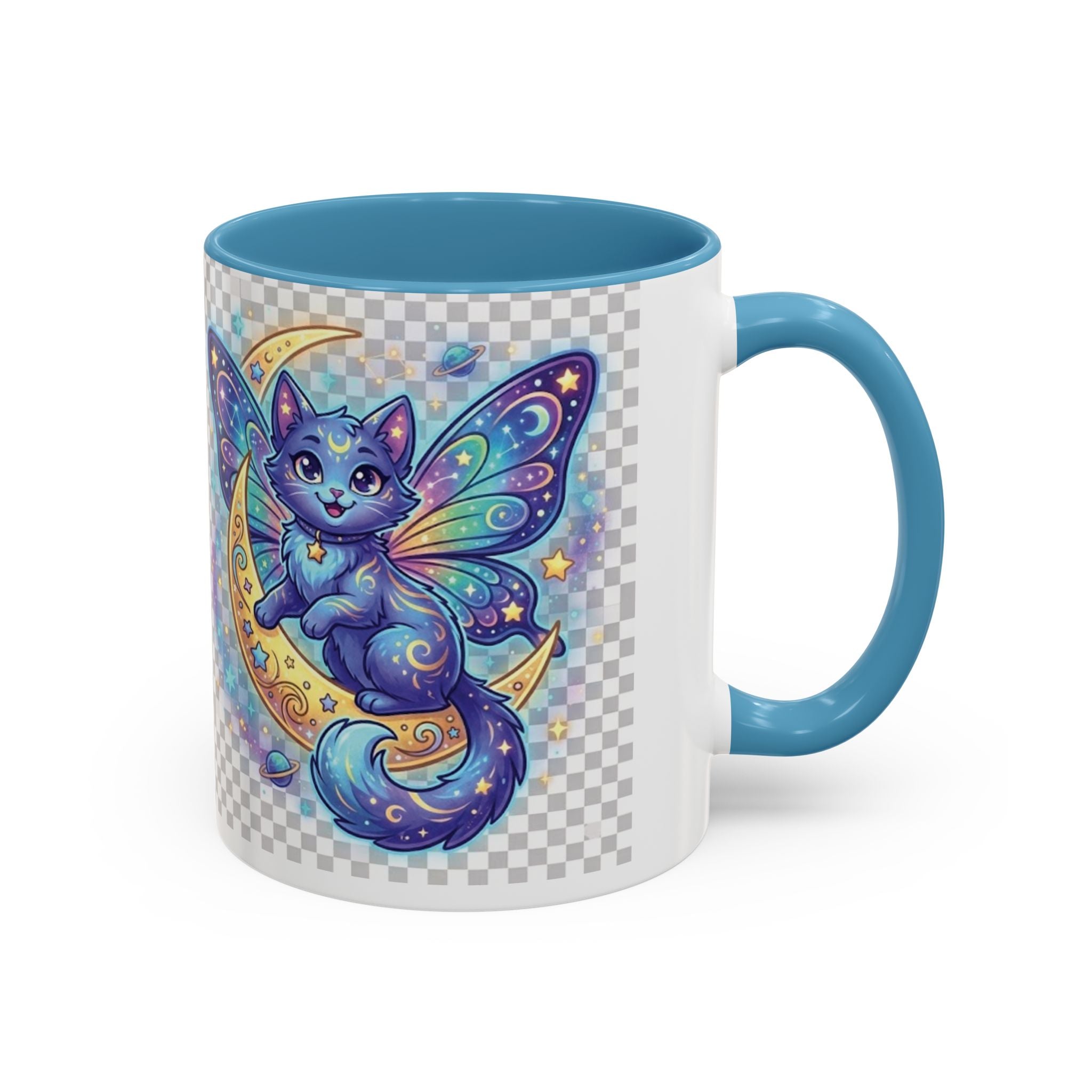 Magic Moon Cat Accent Mug — Cute Fantasy Butterfly Kitty Coffee Cup (11/15oz)
