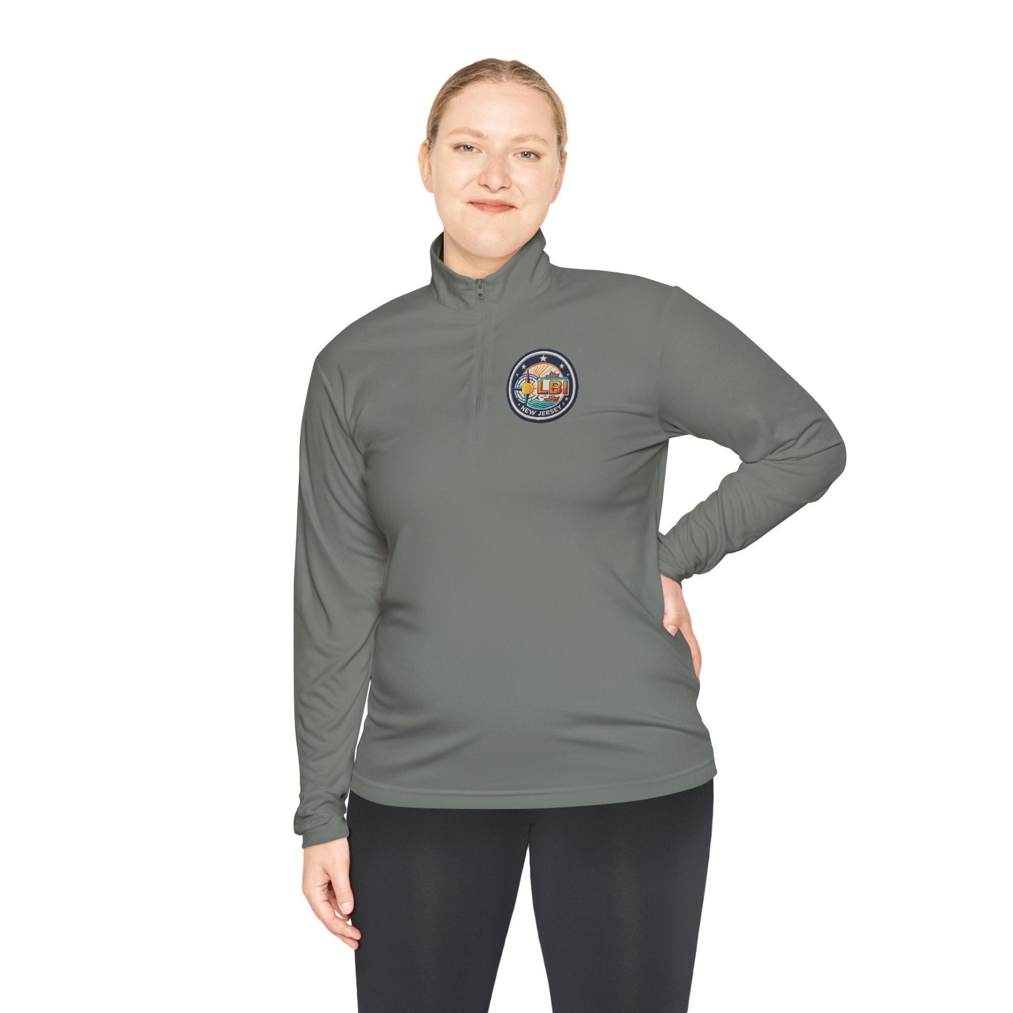 LBI Logo Cozy Crew Quarter-Zip Pullover — Retro Sunset