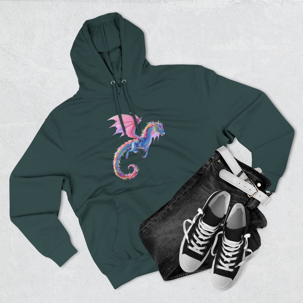 Dragon Watercolor Hoodie — Pastel Fantasy Flying Dragon Sweatshirt