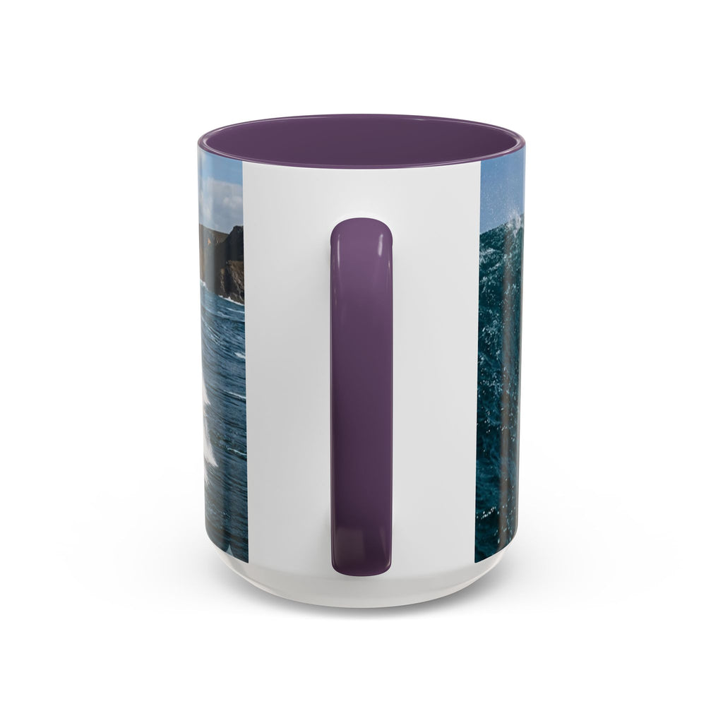 Surfing Wave Accent Coffee Mug — Ocean Beach Surfboard Photo 11/15oz