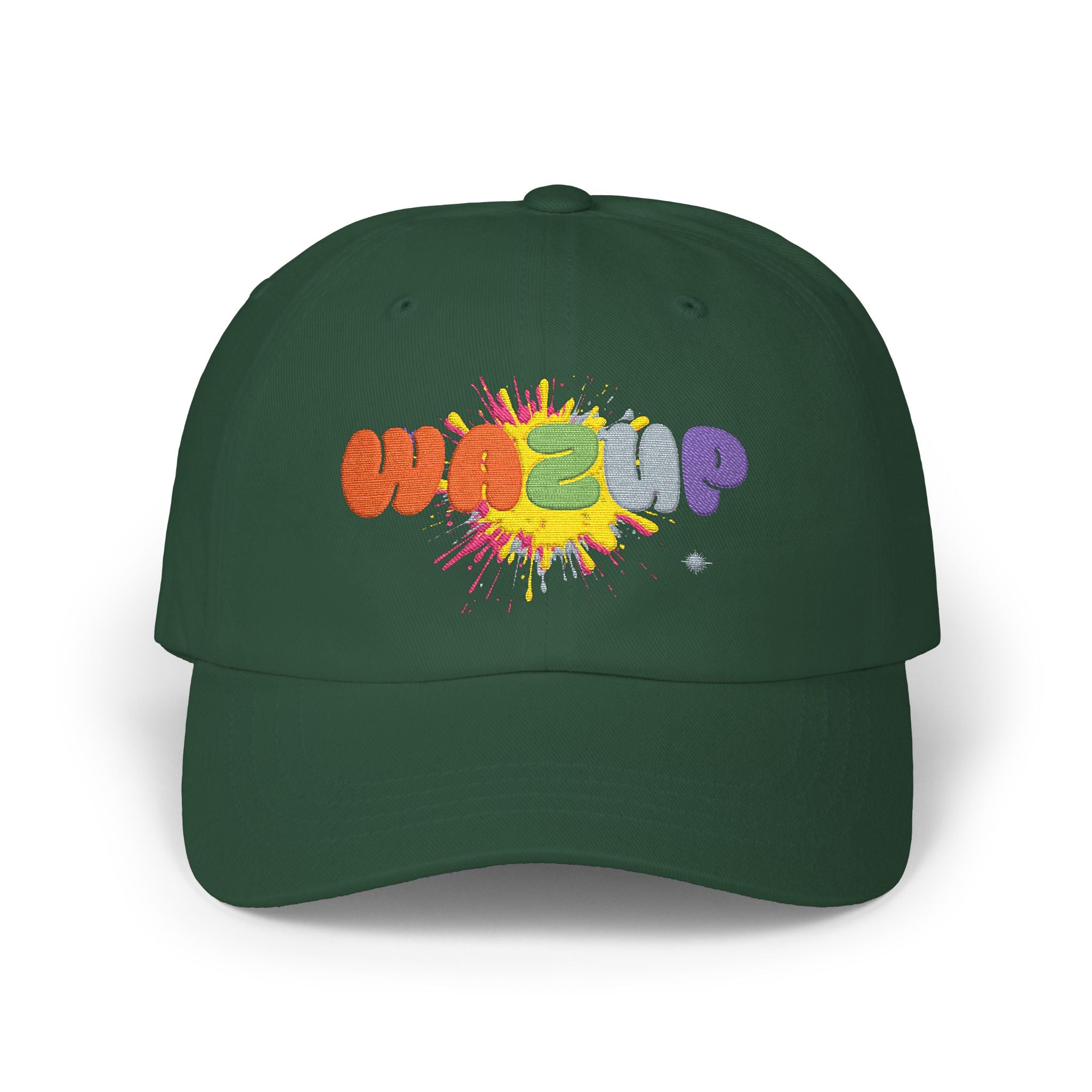 Classic Dad Cap — 'WAZUP' Rainbow Splash Embroidered Baseball Hat