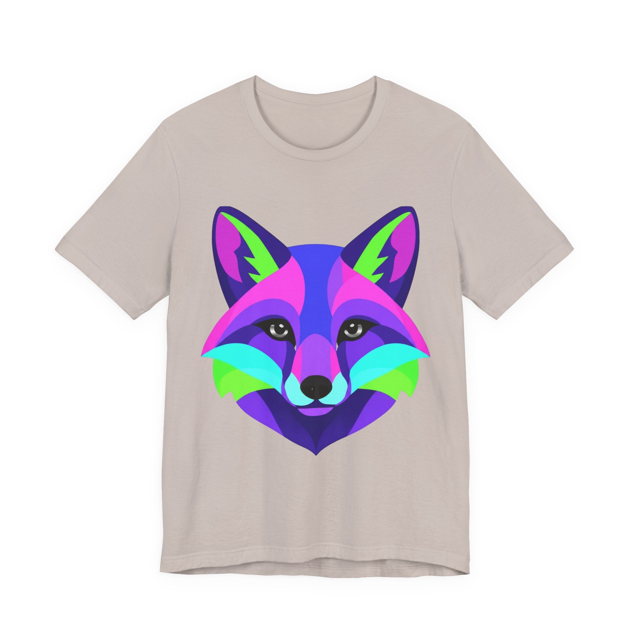 Colorful Neon Fox T-Shirt — Vibrant Geometric Fox Tee for Animal Lovers