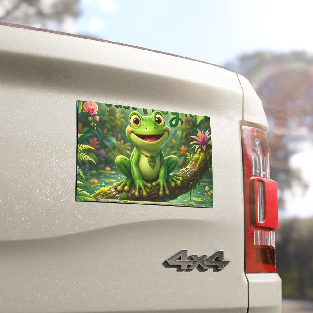 Car Magnet — 'Just Frog It' Cute Christian Frog Design (Fully Rely on God)
