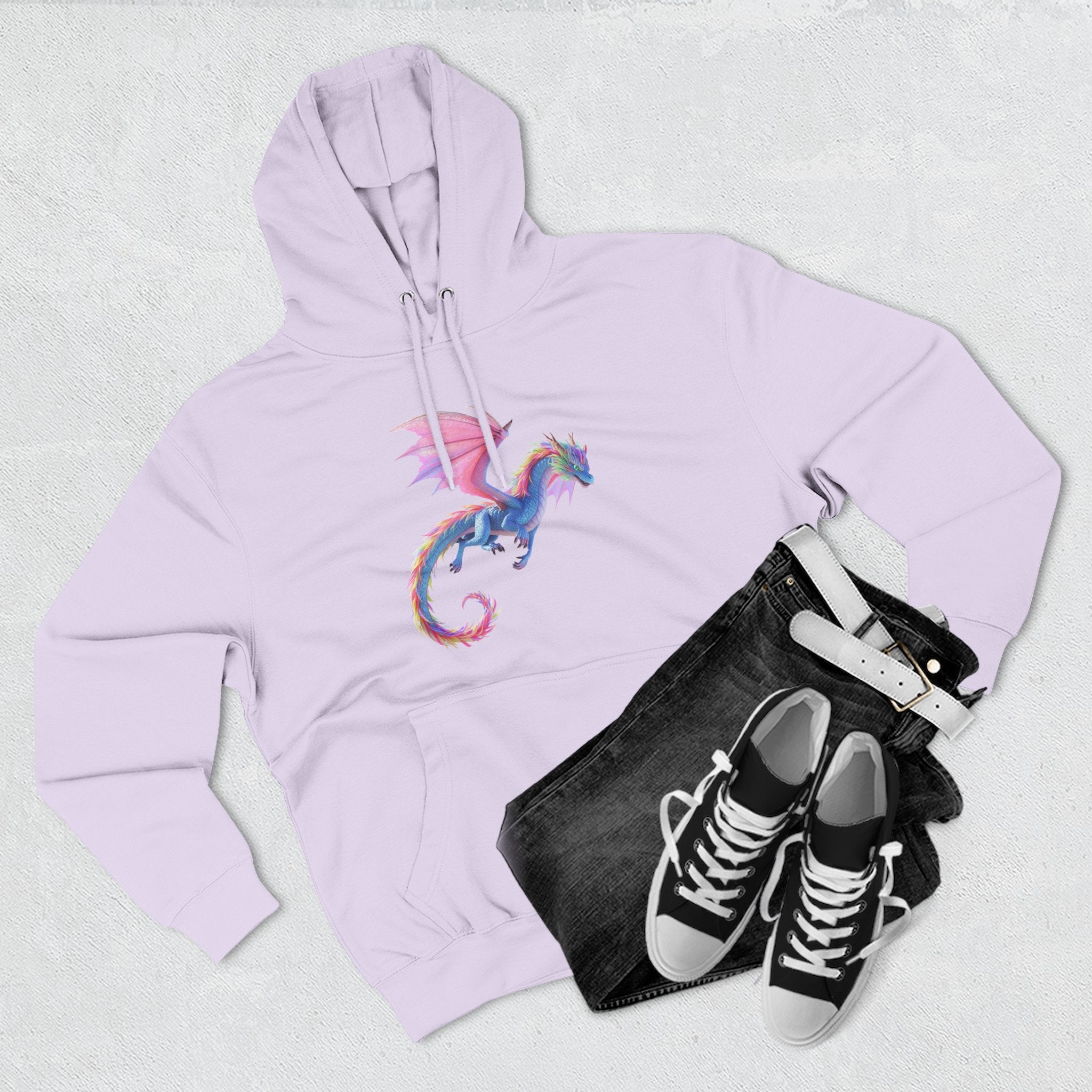 Dragon Watercolor Hoodie — Pastel Fantasy Flying Dragon Sweatshirt