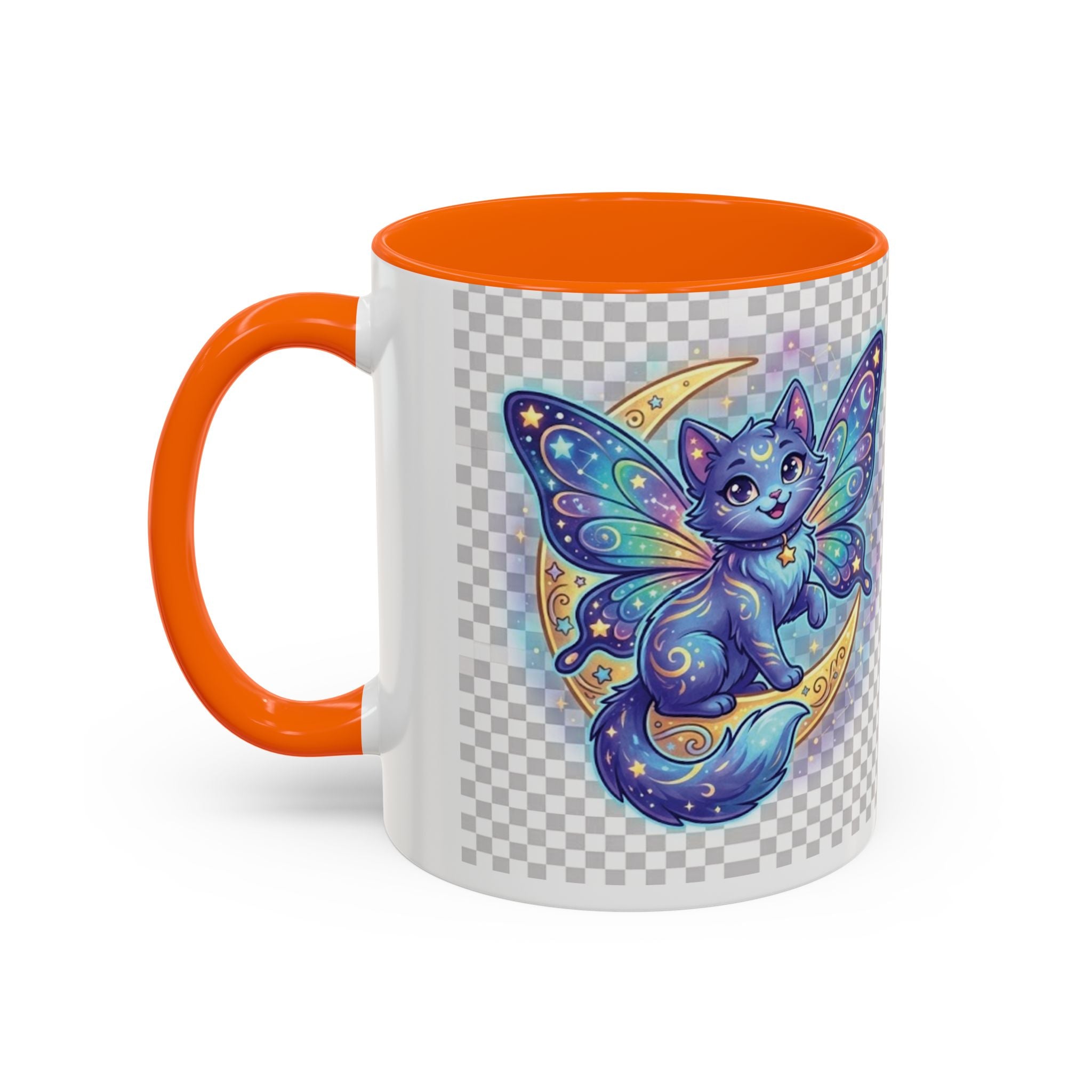 Magic Moon Cat Accent Mug — Cute Fantasy Butterfly Kitty Coffee Cup (11/15oz)