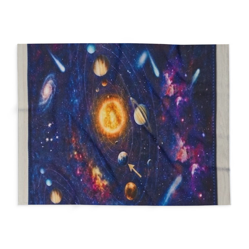 Solar System Galaxy Fleece Blanket — Space Planets & Comets Throw