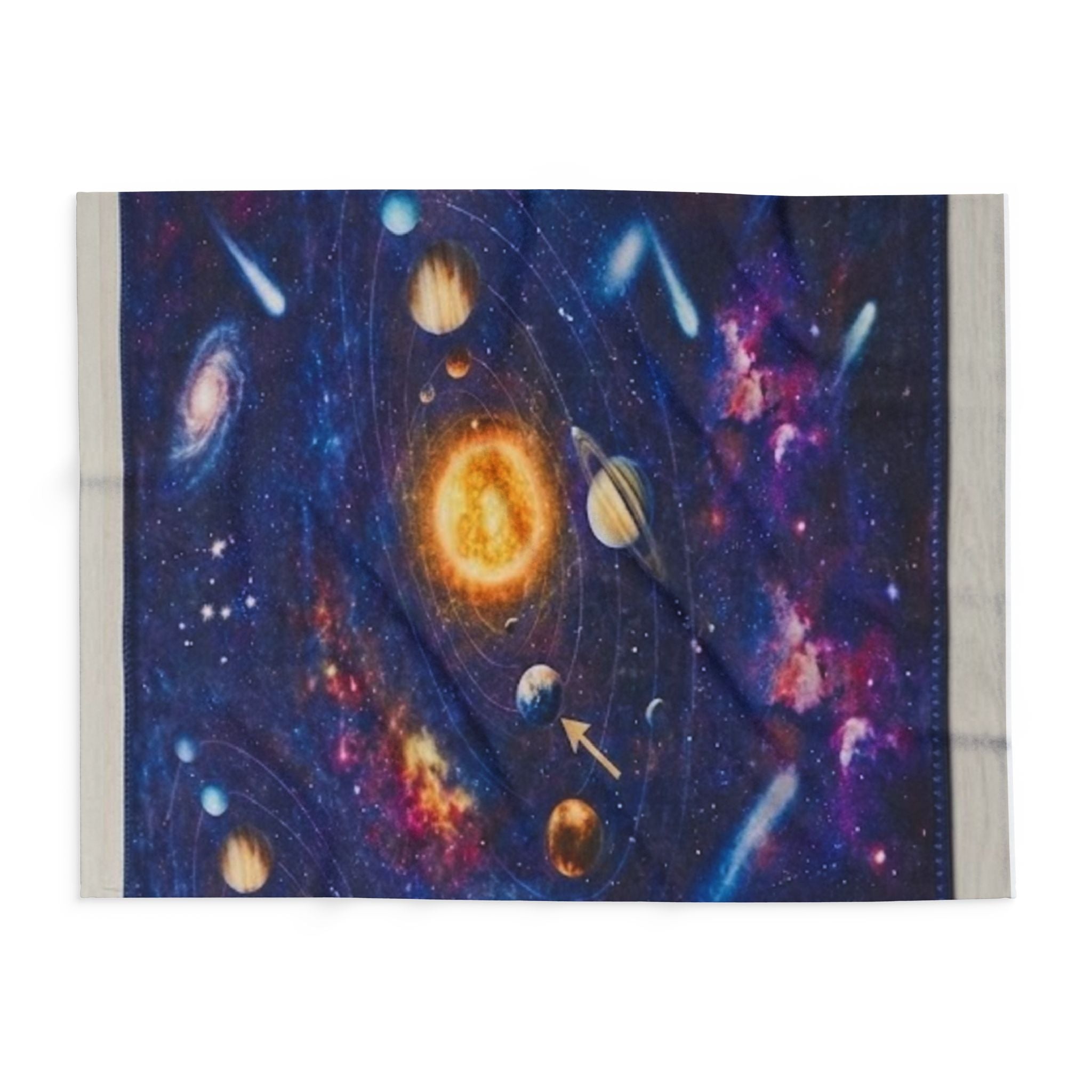 Solar System Galaxy Fleece Blanket — Space Planets & Comets Throw