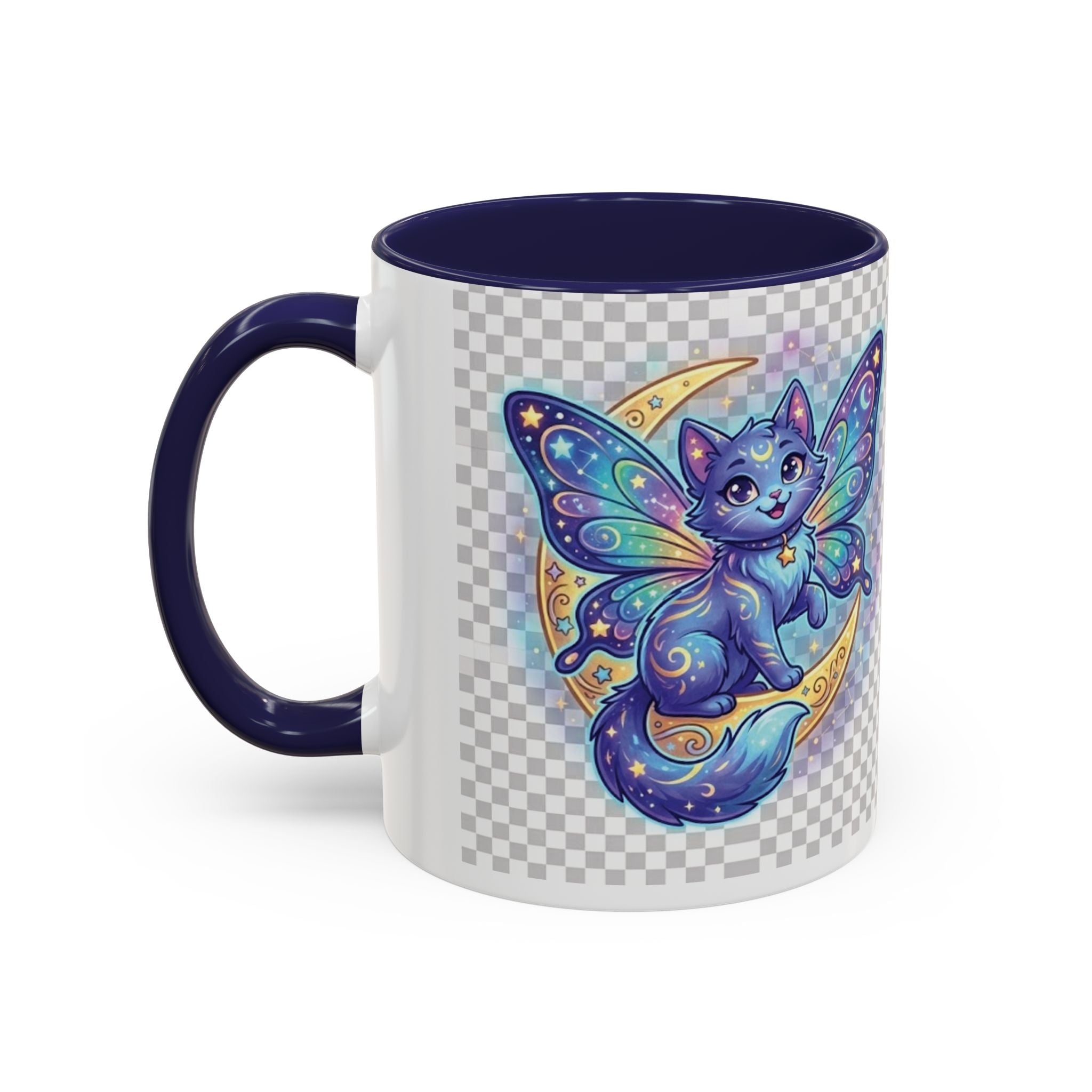 Magic Moon Cat Accent Mug — Cute Fantasy Butterfly Kitty Coffee Cup (11/15oz)