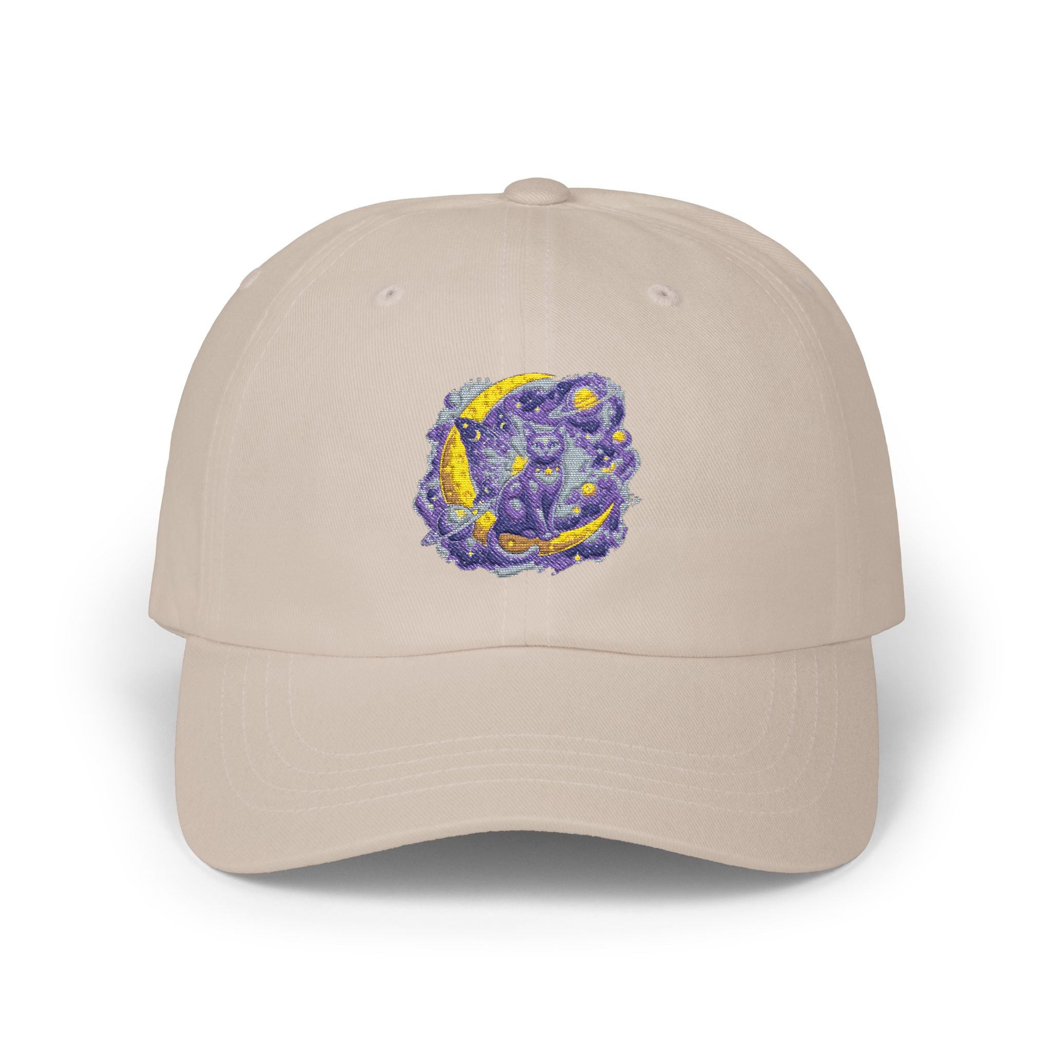 Dad Cap — Embroidered Purple & Gold Abstract Patch