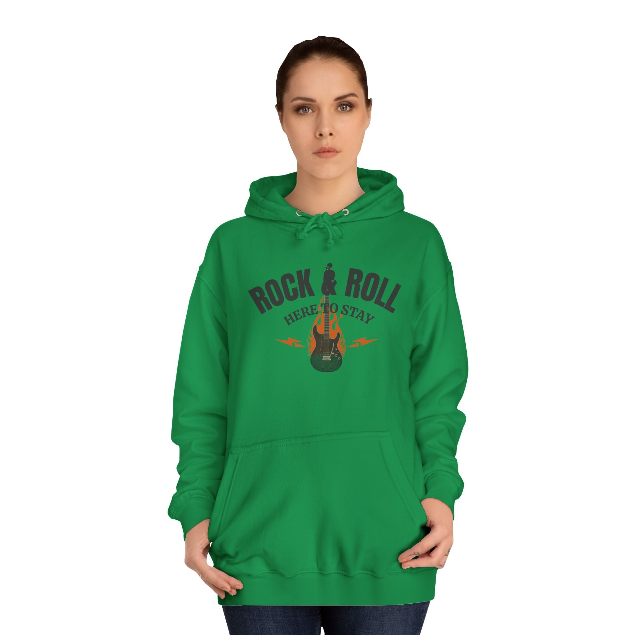 Rock & Roll Flame Guitar Hoodie — Vintage Music College Sweatshirt